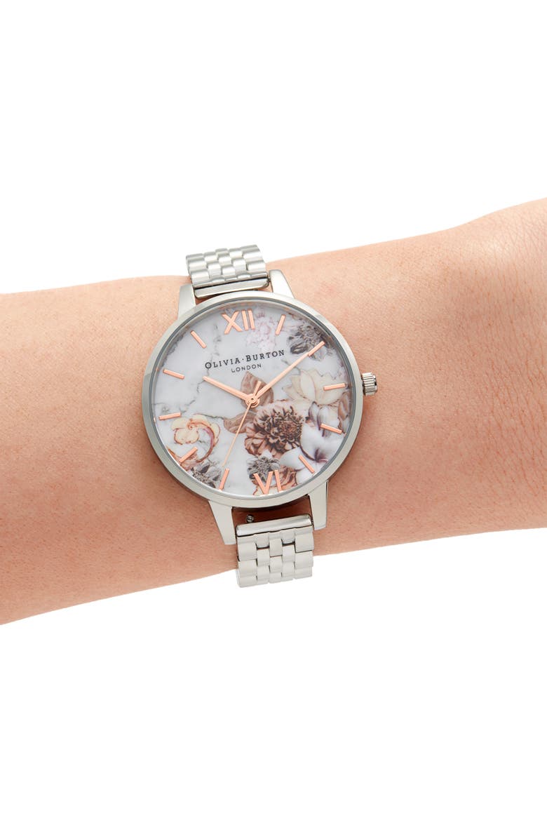 Olivia Burton Marble Florals Bracelet Watch, 34mm, Alternate, color,
