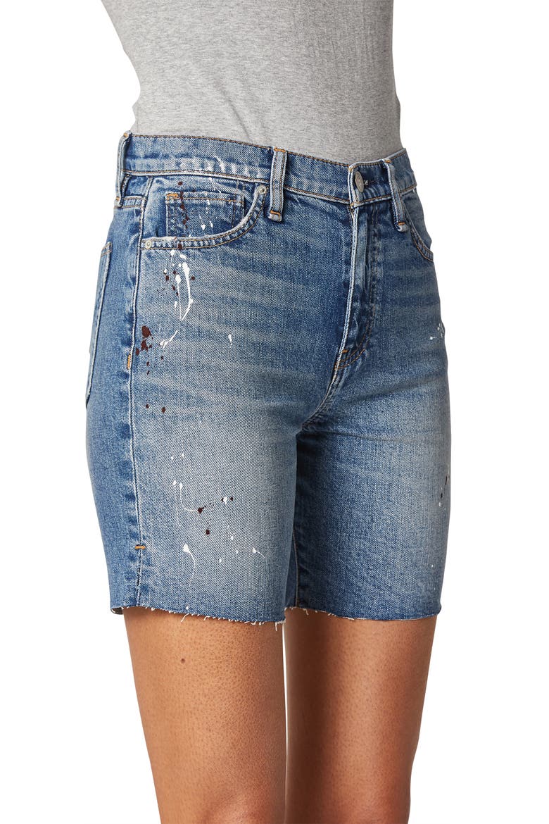Hana High Waist Cutoff Denim Bike Shorts, Alternate, color, LONG TIME