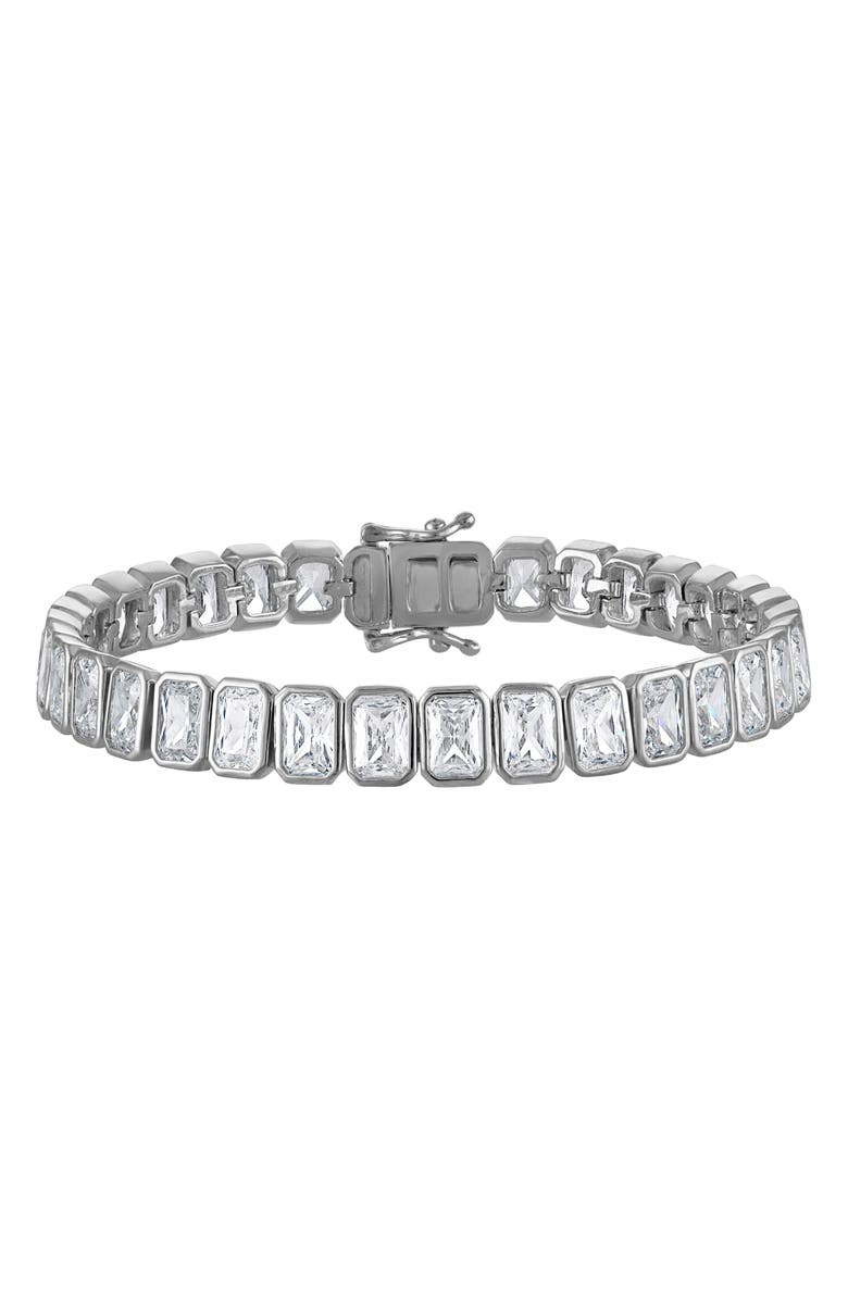FZN Sterling Silver Cubic Zirconia Tennis Bracelet, Main, color, Silver