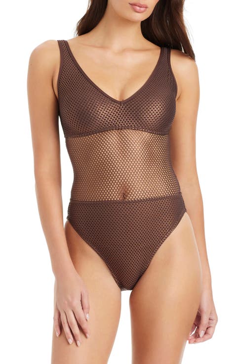 Net Metallic One-Piece Swimsuit