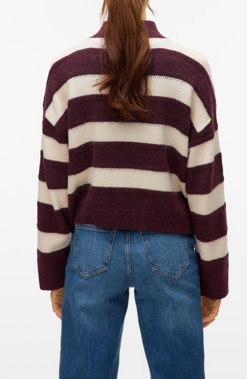Vero Moda Inez Stripe Mock Neck Sweater In Brown