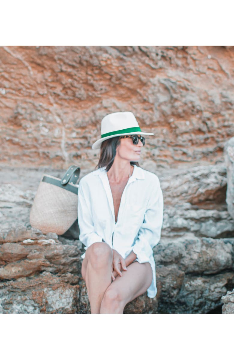 Lastelier Panama green straw hat, Alternate, color, Green