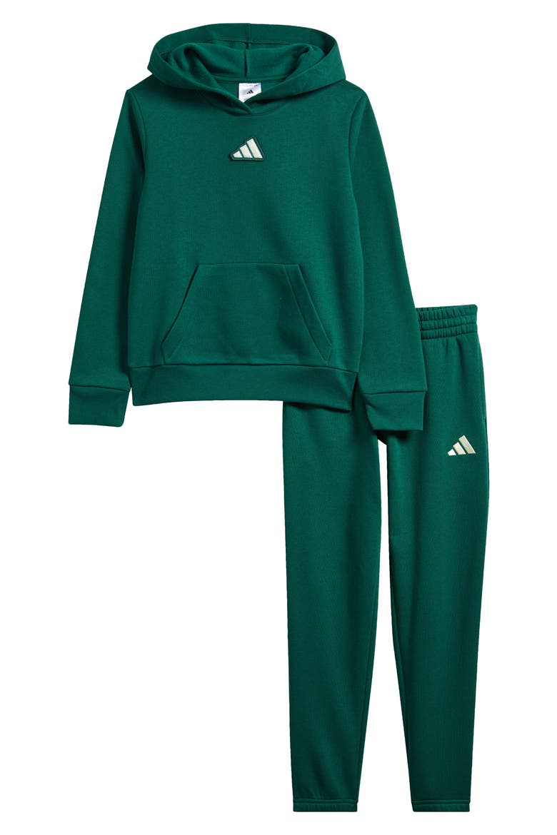 Kids' Chenille Logo Hoodie & Joggers Set, Main, color, COLLEGIATE GREEN