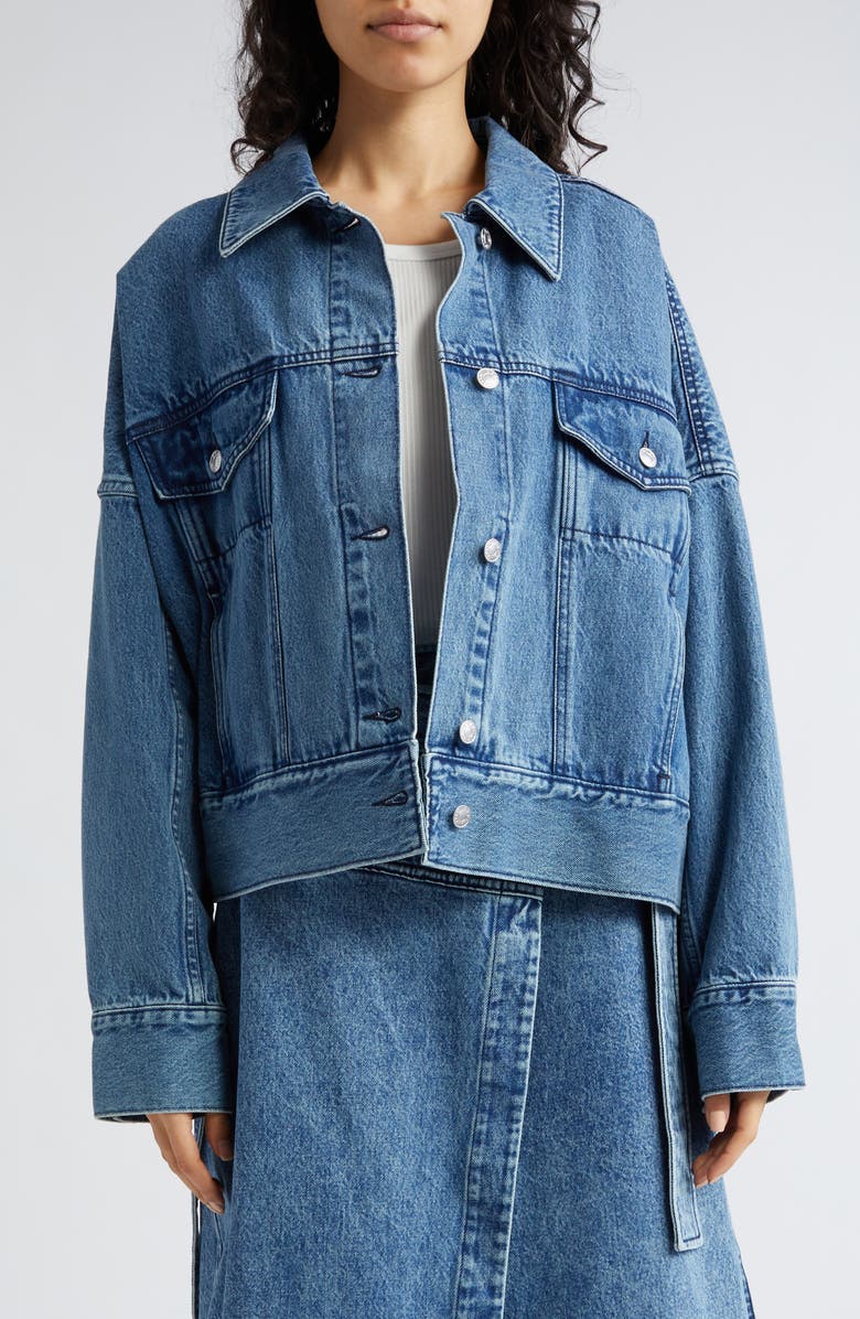 3.1 Phillip Lim Boxy Tie Waist Denim Jacket, Alternate, color, 