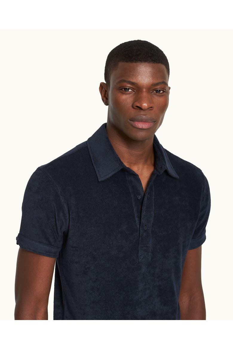 Sebastian Towelling Tailored-Fit Polo Shirt, Alternate, color, Night Iris