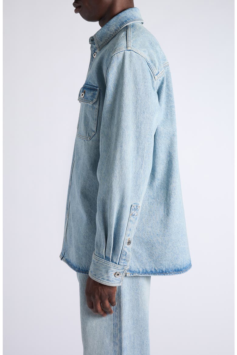 Oversize Sky Bleached Cotton & Silk Denim Button-Up Overshirt, Alternate, color, 4946 LIGHT BLEACH