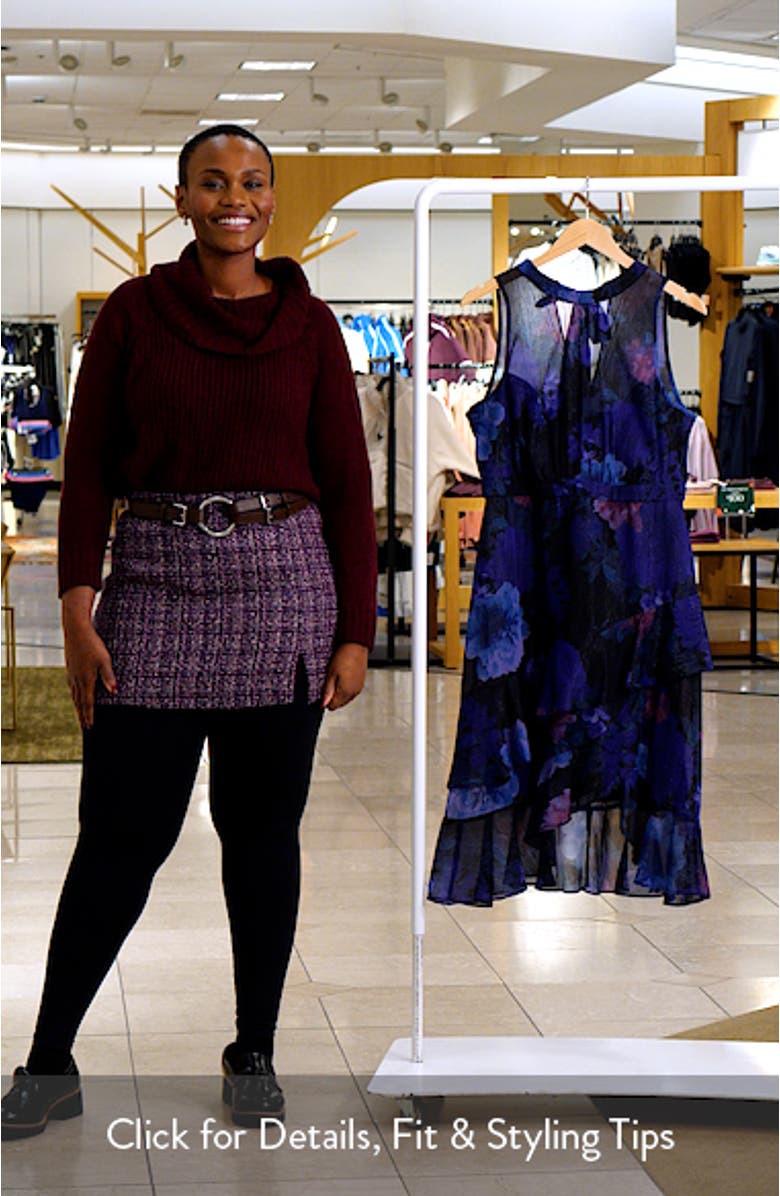 Glitter Floral Ruffle Midi Dress, sales video thumbnail