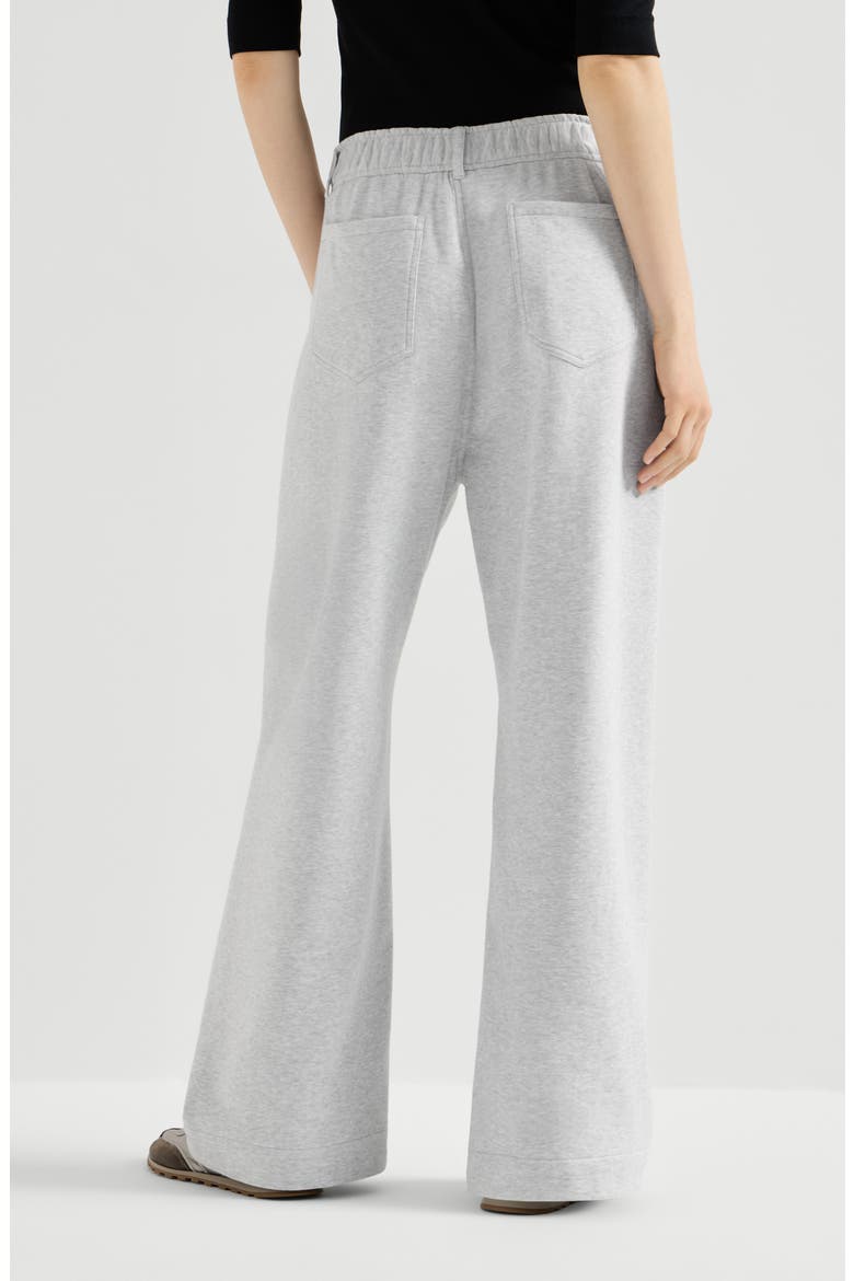 Cotton smooth French terry trousers, Alternate, color, Silver