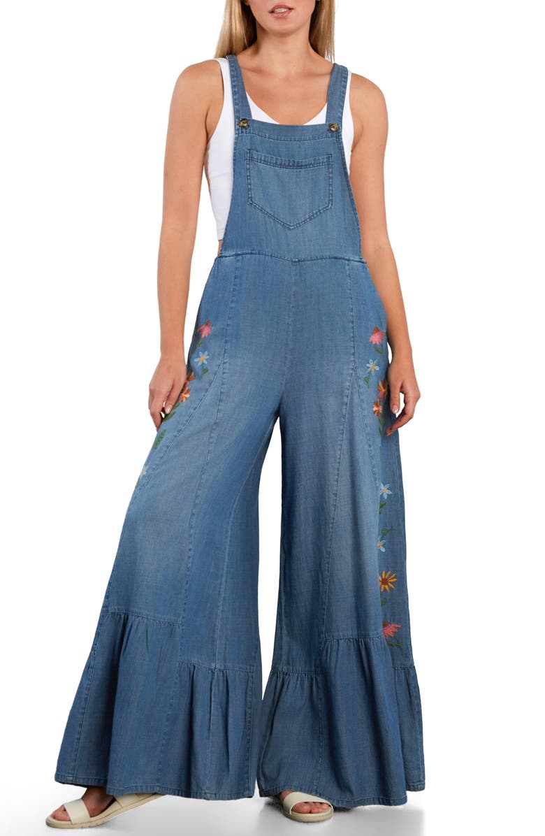Billy T Embroidered Butterfly Overalls, Main, color, 