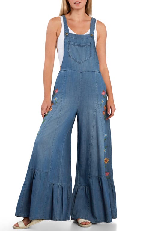 Billy T Embroidered Butterfly Overalls In Blue