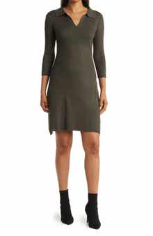 Vermont Johnny Collar Ribbed Sweater Dress