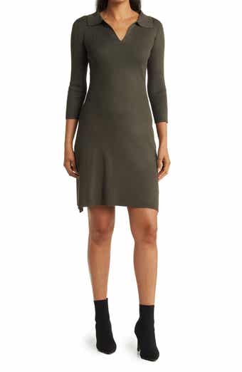 Vermont Johnny Collar Ribbed Sweater Dress