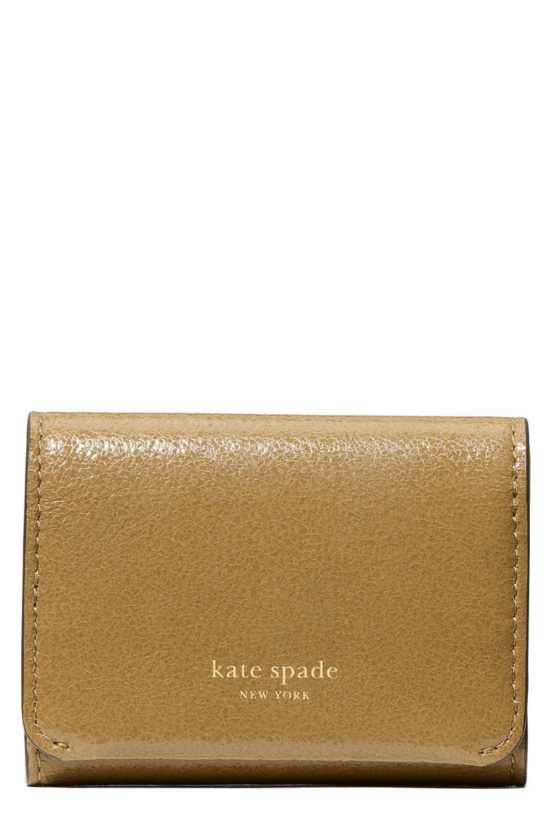 halo glazed leather card case, Main, color, DRIED THYME