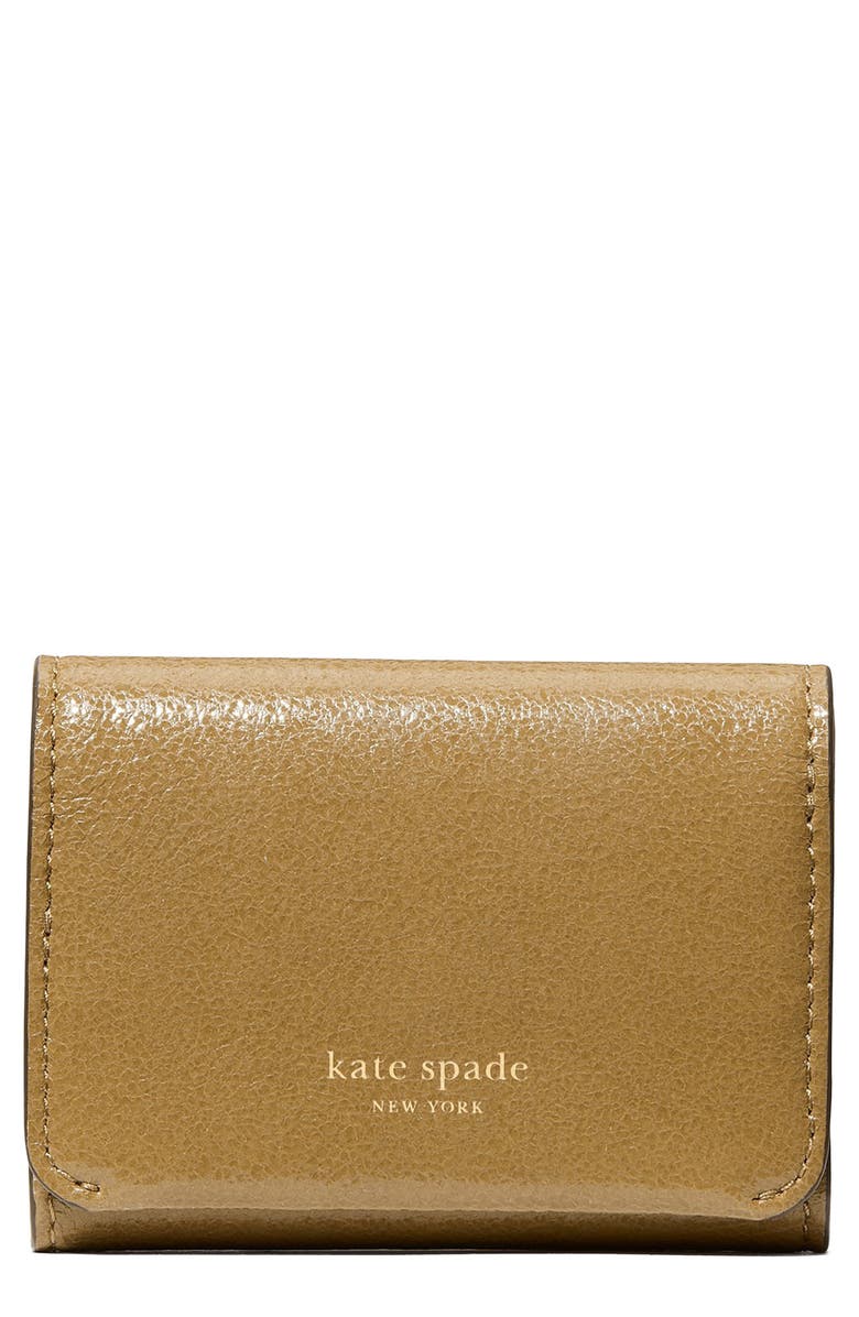 Kate Spade New York halo glazed leather card case, Main, color, Dried Thyme