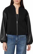 Habitual Faux Leather Sleeve Bomber