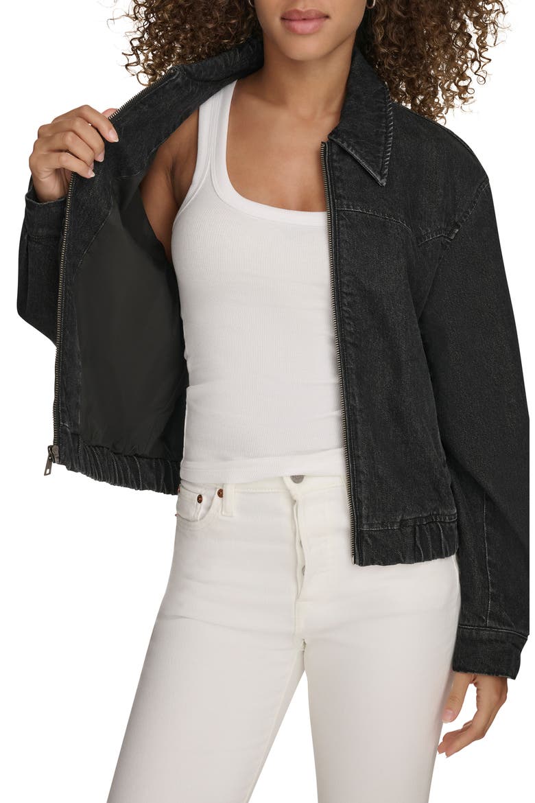 Western Denim Bomber Jacket, Alternate, color, BLACK WASH DENIM