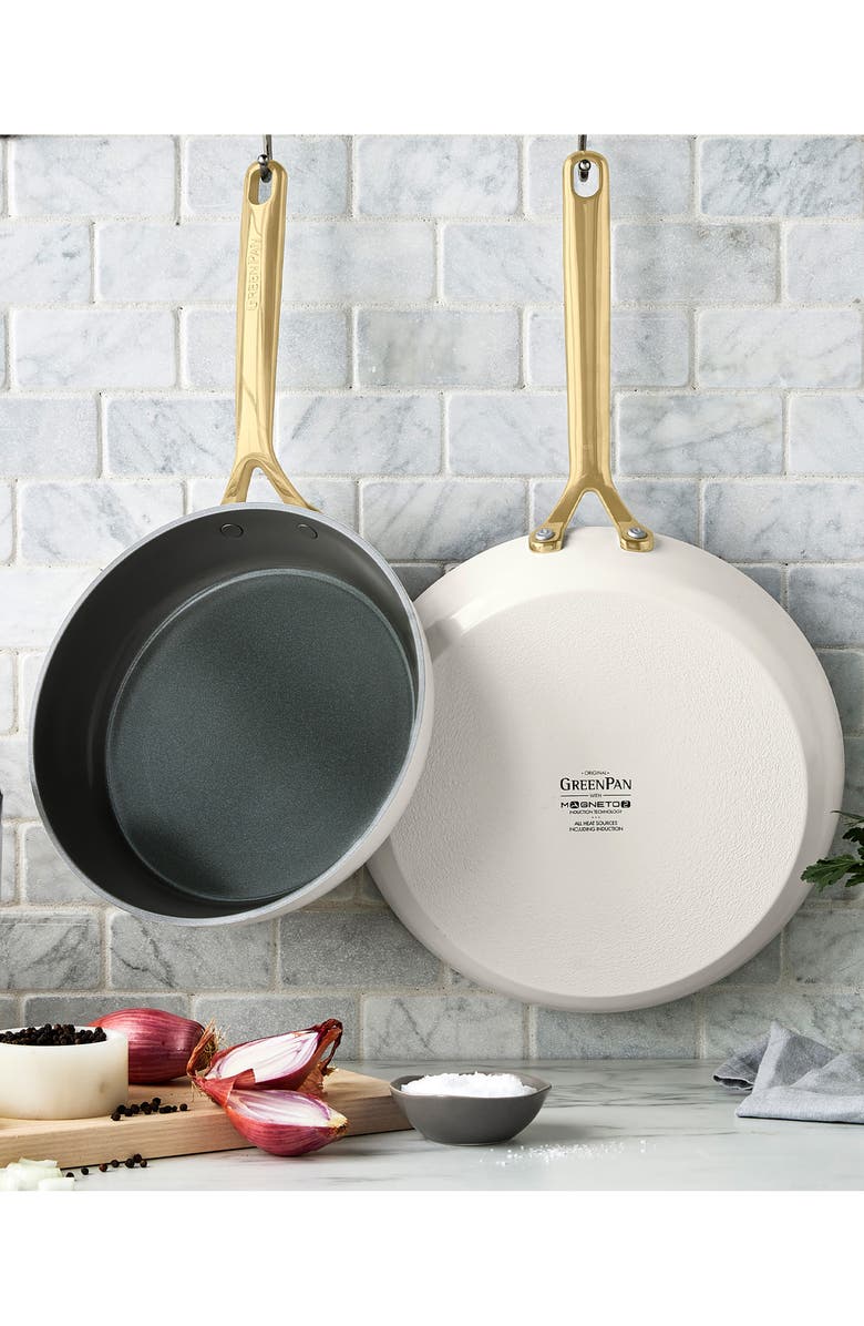 GreenPan GP5 Set of 2 Stainless Steel Nonstick Frying Pans, Alternate, color, Cream
