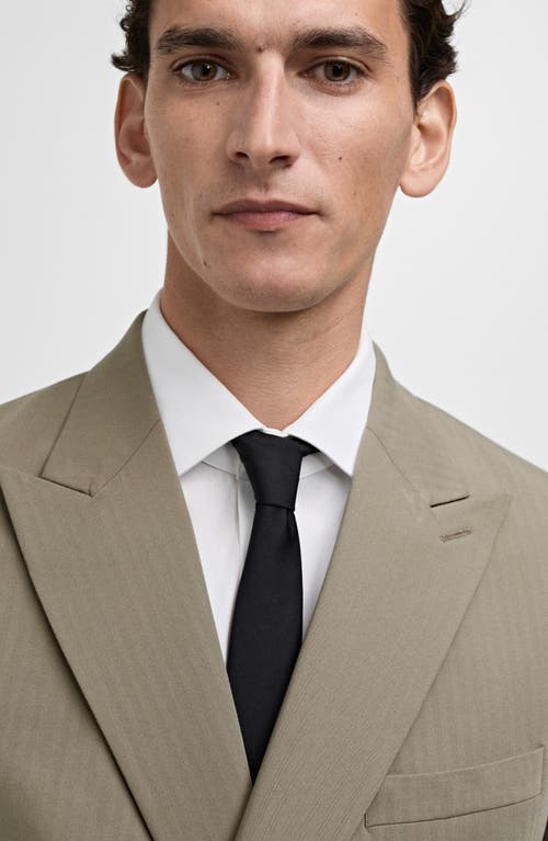 Mango Slim Fit Double Breasted Suit Jacket In Beige