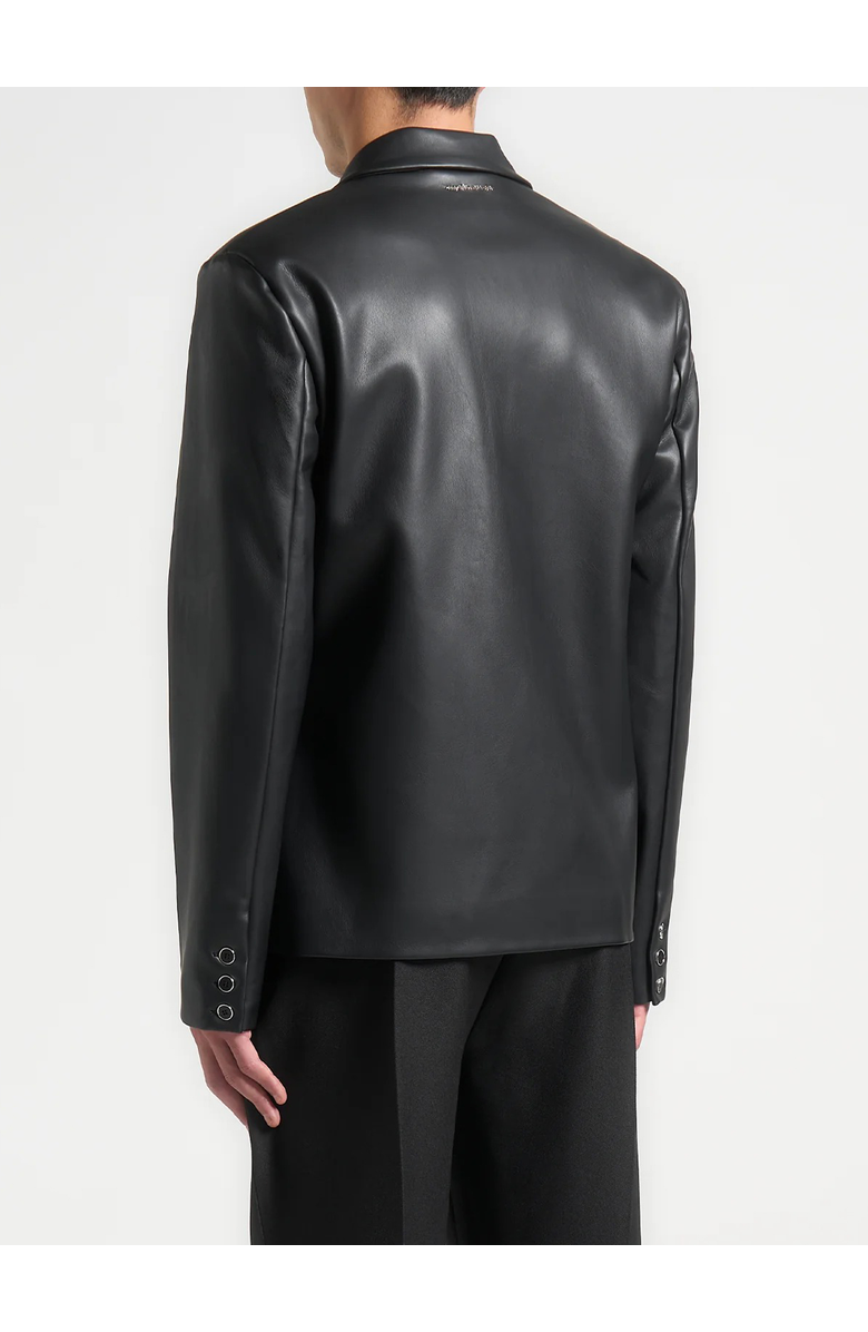 Manière De Voir Didier Double Breasted Leather Suit Jacket, Alternate, color, Black