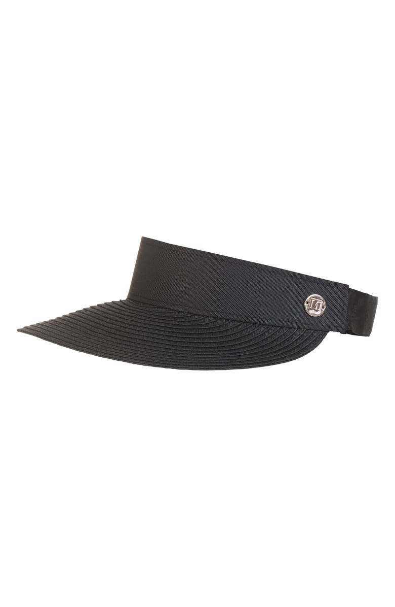 Bruno Magli Straw Visor, Main, color, Black/ Black