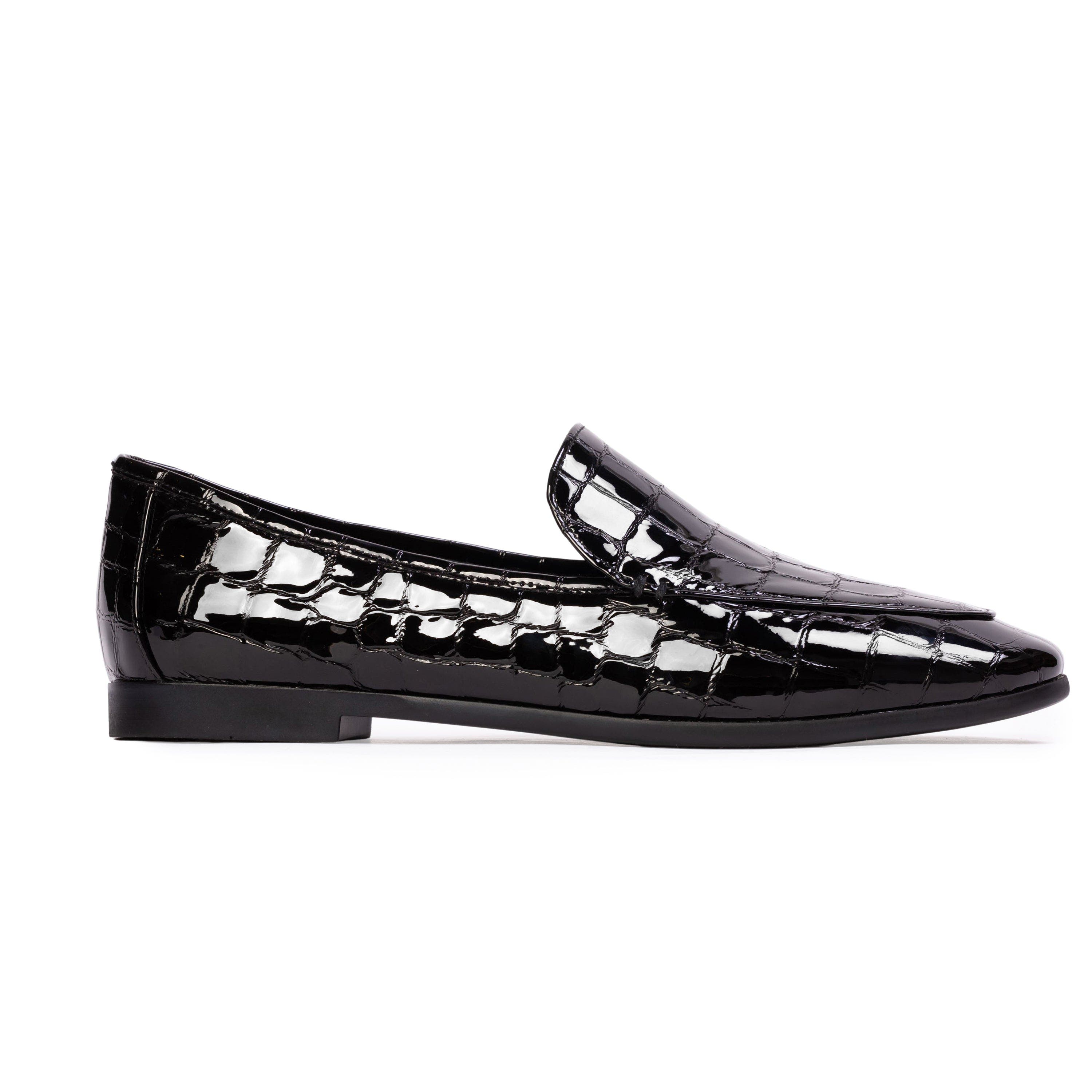 Allie Croc Loafer, Main, color, Black Croc Patent Leather