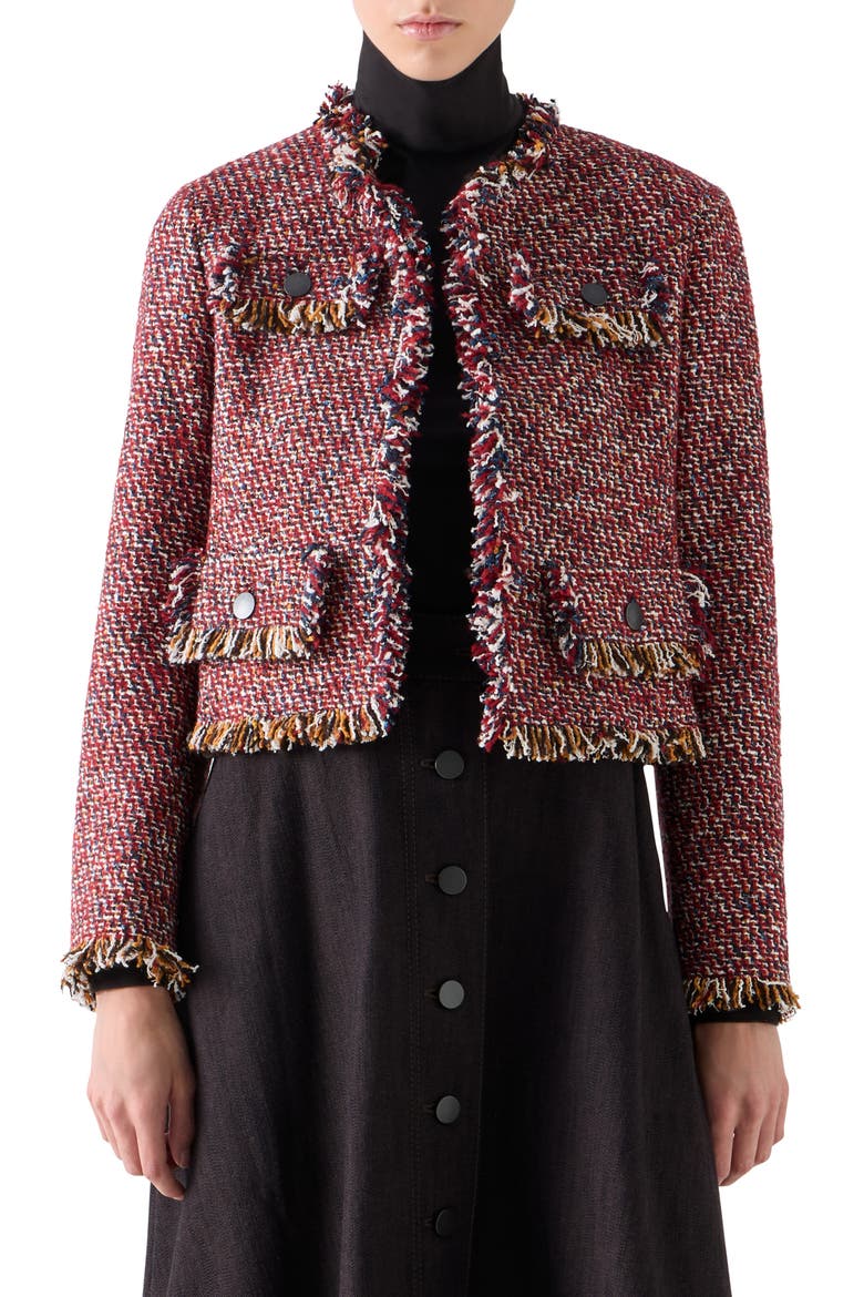 Multicolor Tweed Boxy Jacket, Main, color, RUSTY RED-MULTICOLOR