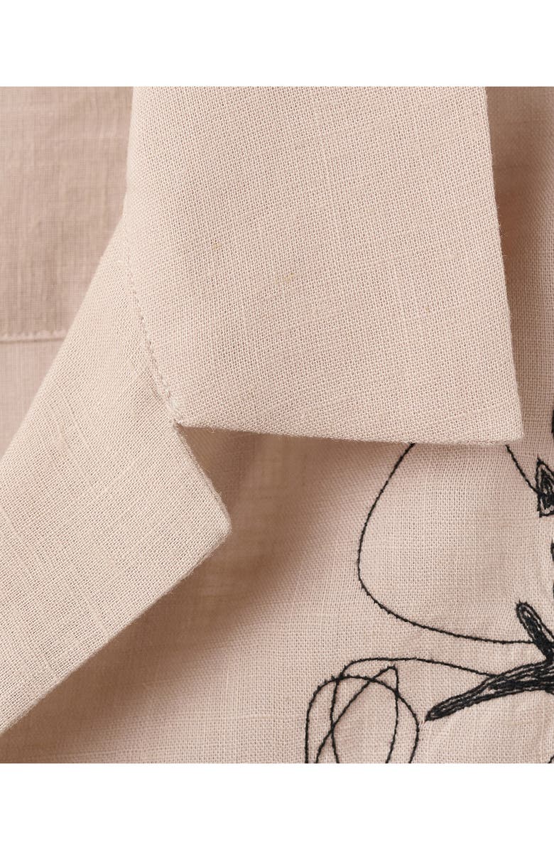 MANGO Regular Fit Embroidered Floral Camp Shirt, Alternate, color, Beige