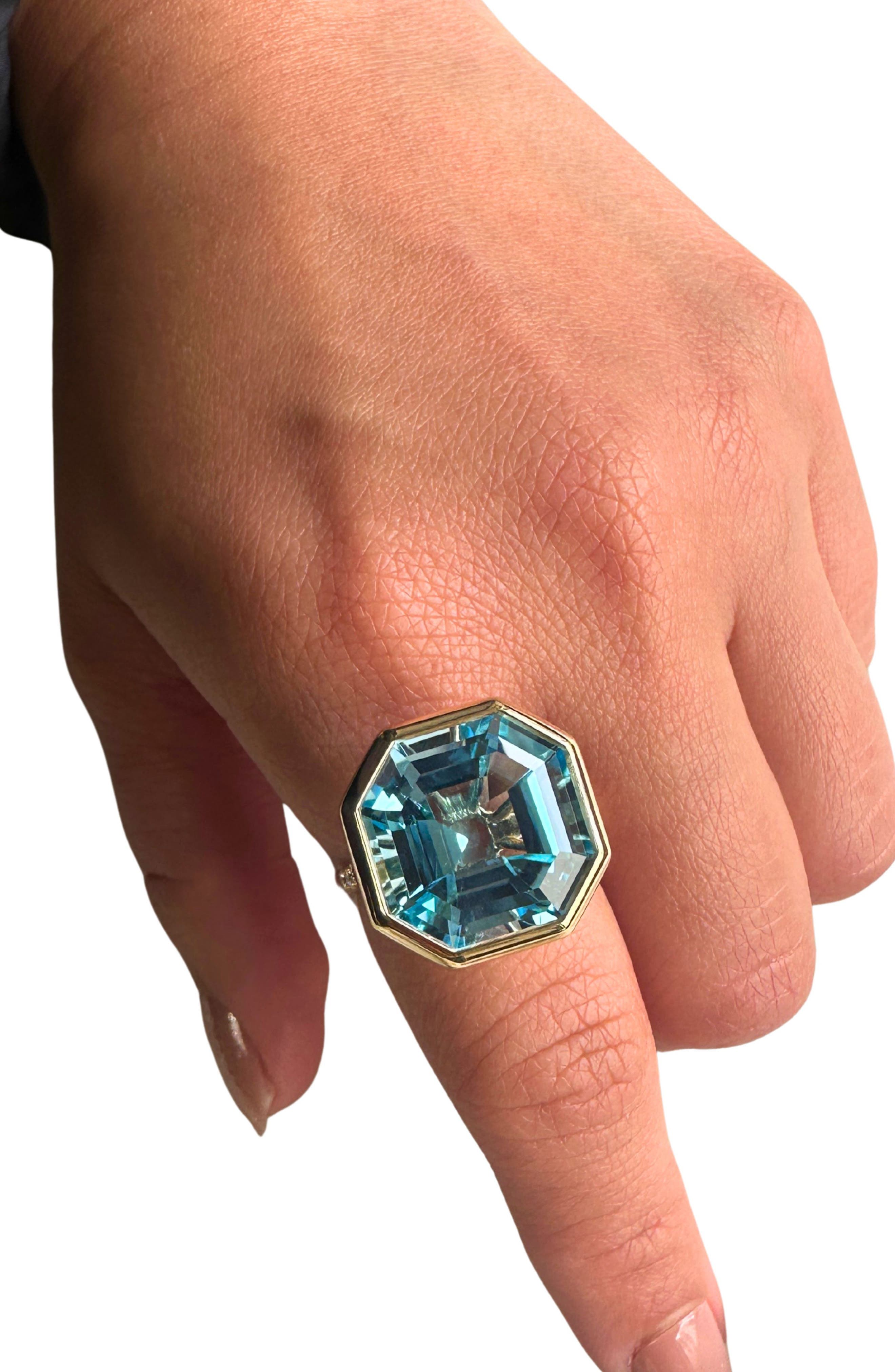 GOSHWARA Gossip Octagon Cut Stone & Pavé Diamond Ring (Women) | Nordstrom