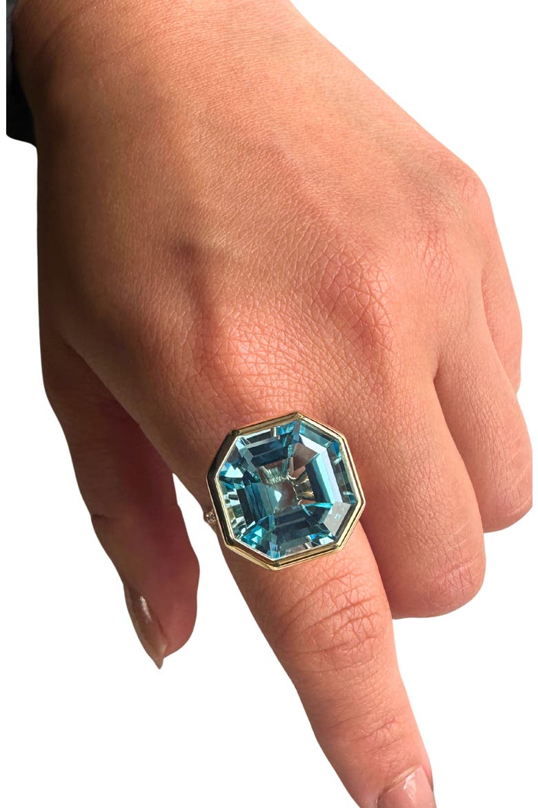 Gossip Octagon Cut Stone & Pavé Diamond Ring, Alternate, color, PALE BLUE