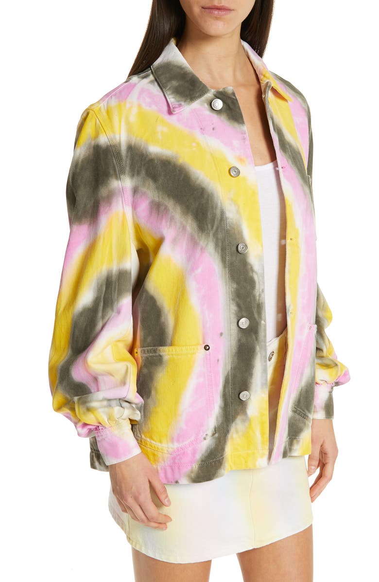 Ganni Tie Dye Oversize Denim Jacket, Alternate, color, 