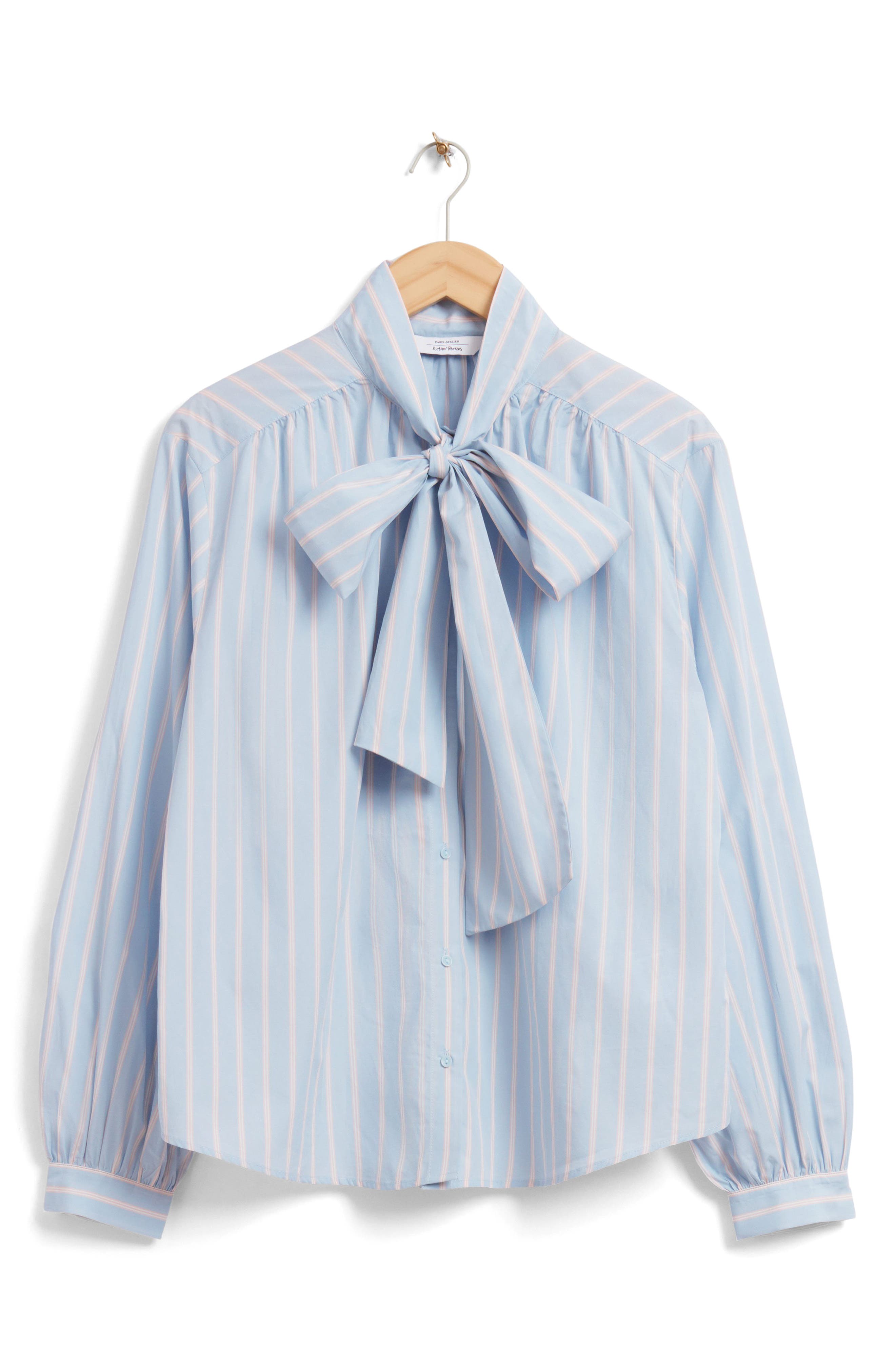 & Other Stories Georgie Stripe Tie Neck Top
