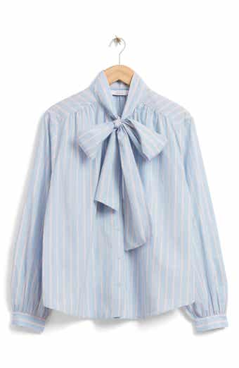 & Other Stories Georgie Stripe Tie Neck Top