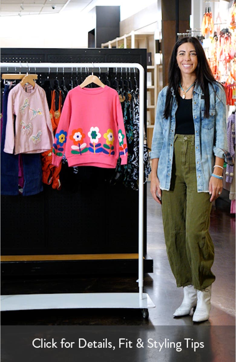 Kids' Floral Appliqué Cotton Graphic Sweatshirt, sales video thumbnail