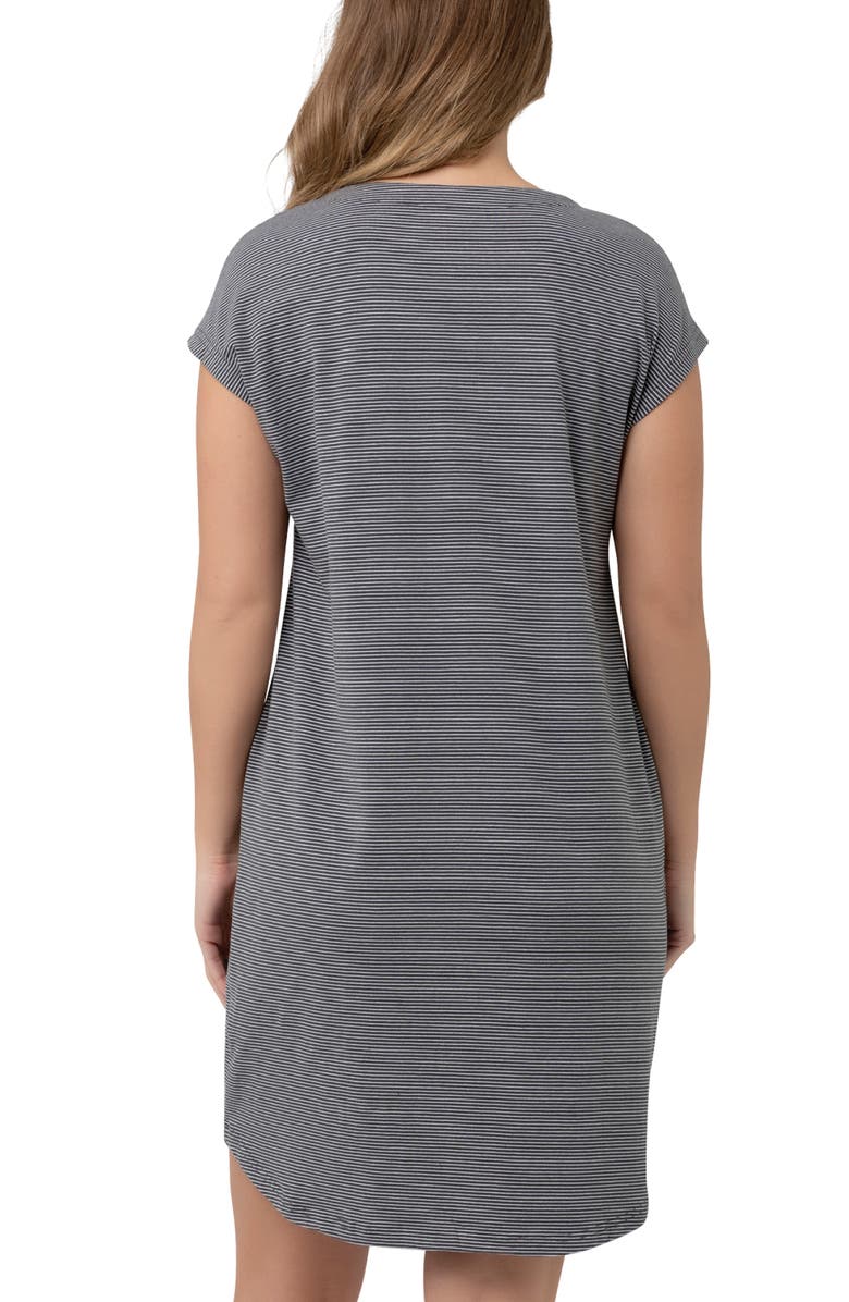 Ripe Maternity Blake Organic S/Slv Nightie, Alternate, color, Gunship / White