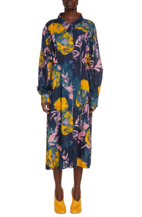 Darlo Floral Long Sleeve Shirtdress