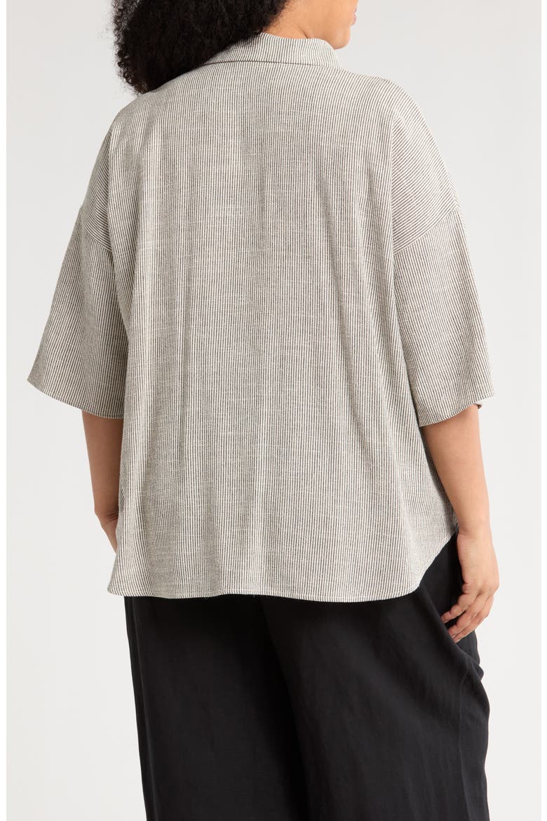 Oversize Stripe Cotton Blend Top, Alternate, color, GREY