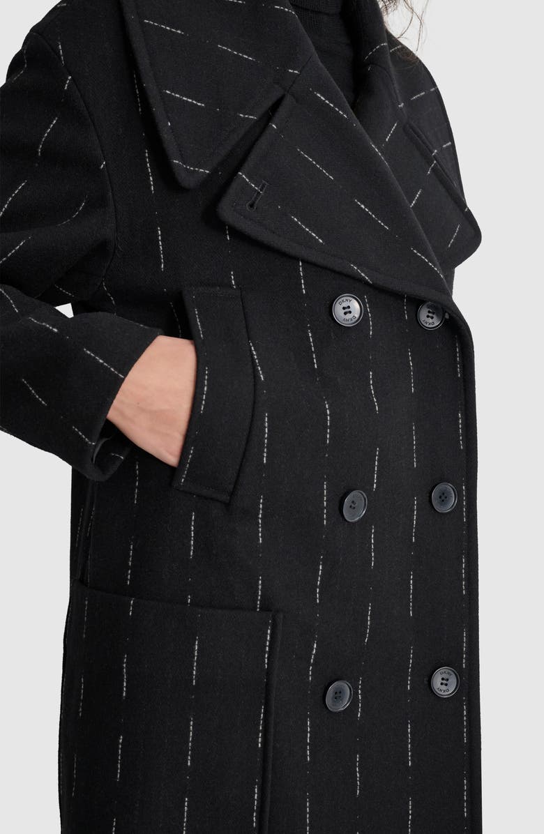 DKNY Broken Pinstripe Wool Blend Coat, Alternate, color, 