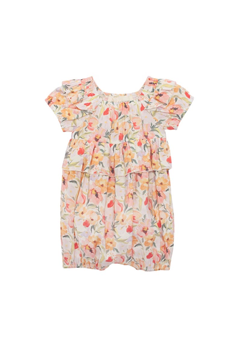 Blooming Florals Short Gathered Sleeve Romper, Alternate, color, Pink