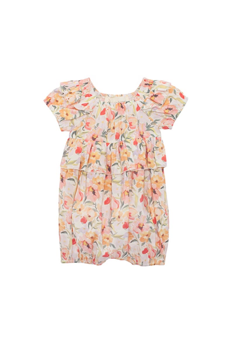 Mabel + Honey Blooming Florals Short Gathered Sleeve Romper, Alternate, color, Pink