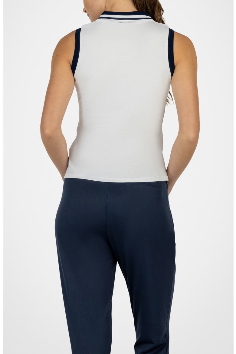 Birdie Sleeveless Polo, Alternate, color, WHITE/ NAVY