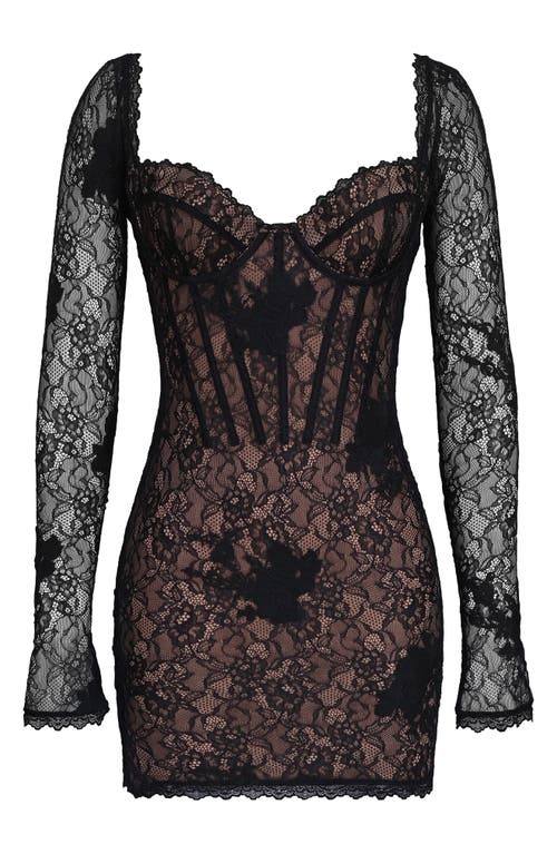 House Of Cb Womens Black Lucienne Stretch Floral-lace Mini Dress In Brown