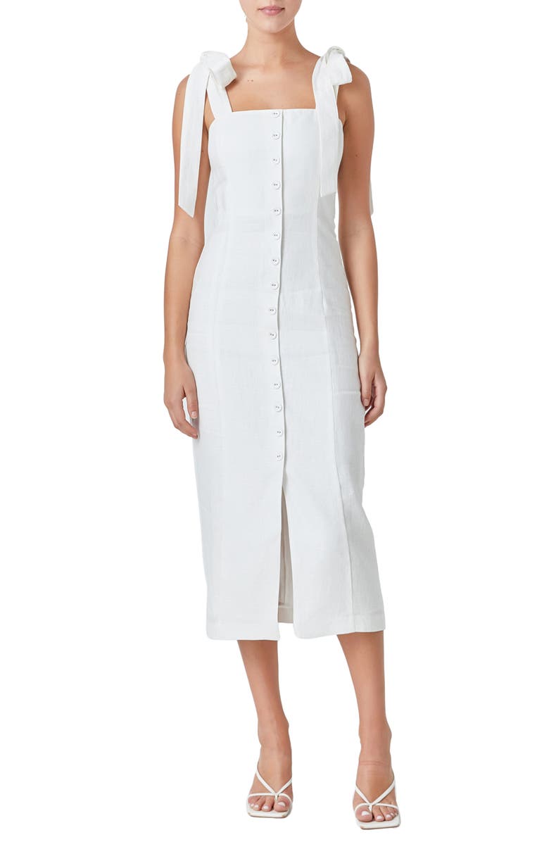 Endless Rose Tie Strap Linen Sundress, Main, color, 