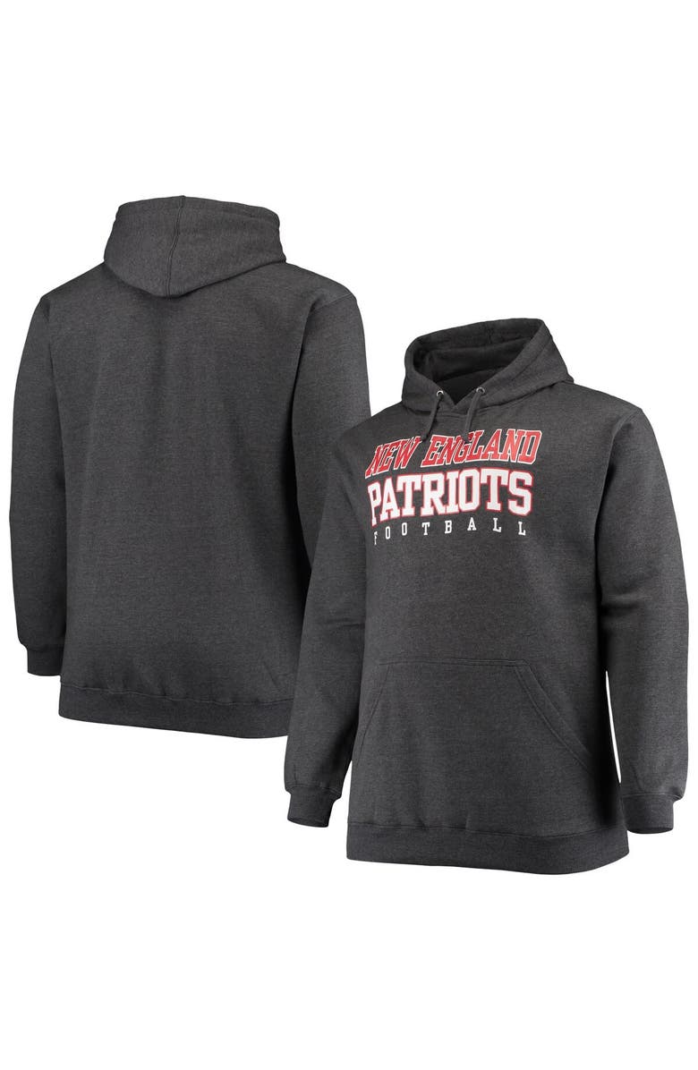 FANATICS Men's Fanatics Branded Heathered Charcoal New England Patriots Big & Tall Practice Pullover Hoodie, Main, color, Heather Charcoal