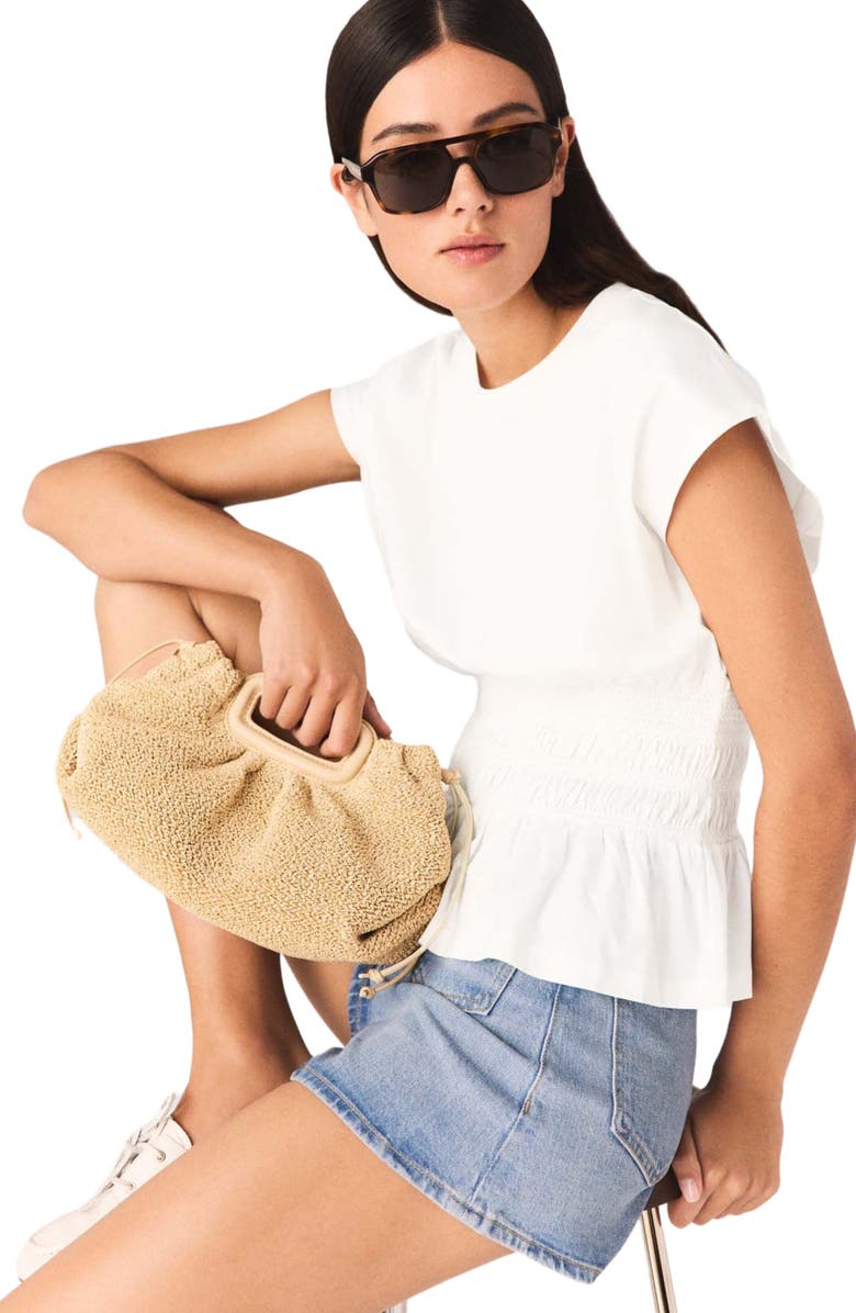 maje Fitted pleated T-shirt, Alternate, color, White