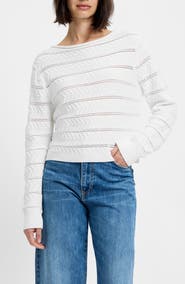 French Connection Mozart Open Stitch Stripe Cotton Sweater