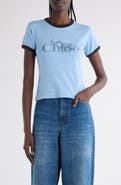 Chloé Logo Cotton Ringer Graphic T-Shirt