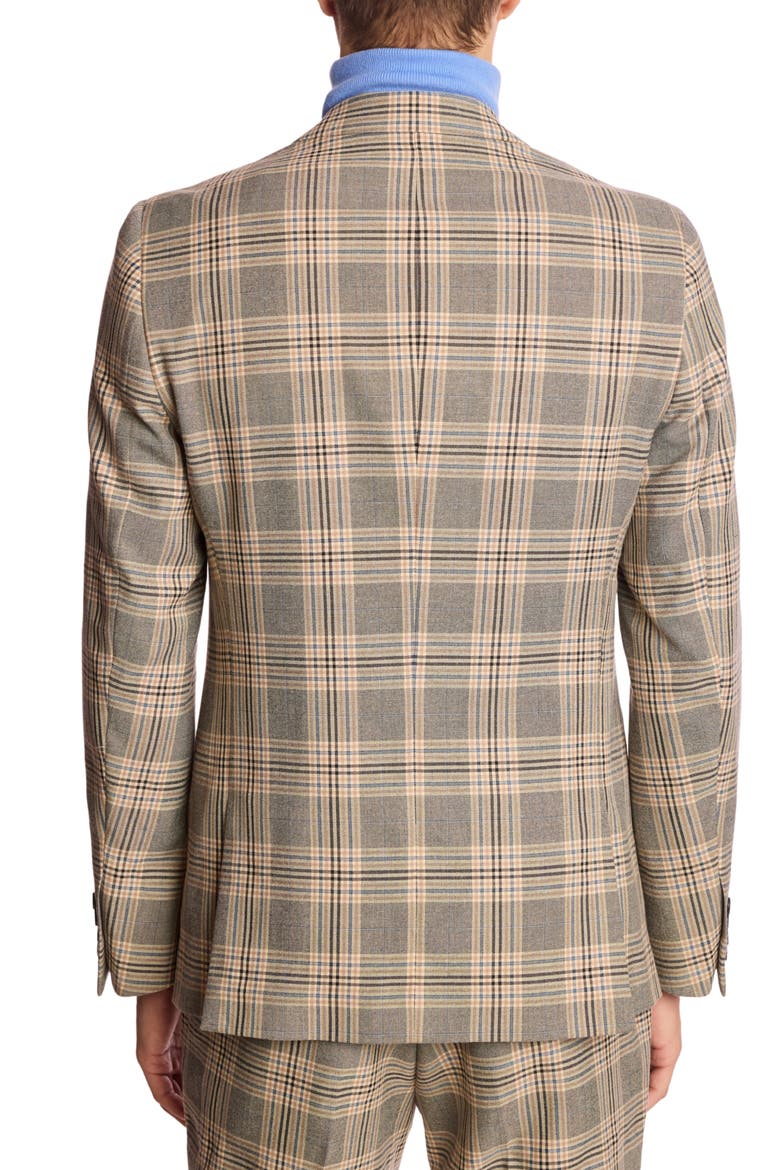 Dover Slim Fit Gray Check Blazer, Alternate, color, BLUE GREY CHECK/ CAMEL