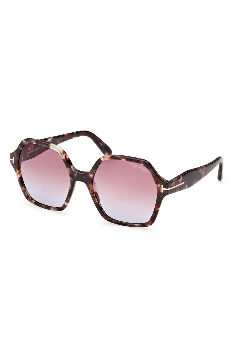 TOM FORD 56mm Geometric Sunglasses, Alternate, color, Colored Havana