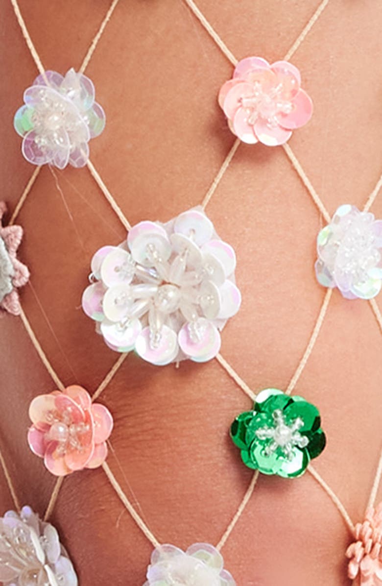 HIGH HEEL JUNGLE Aurora Floral Appliqué Sheer Tights, Alternate, color, Beige