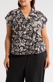 T Tahari Patterned Camp Shirt